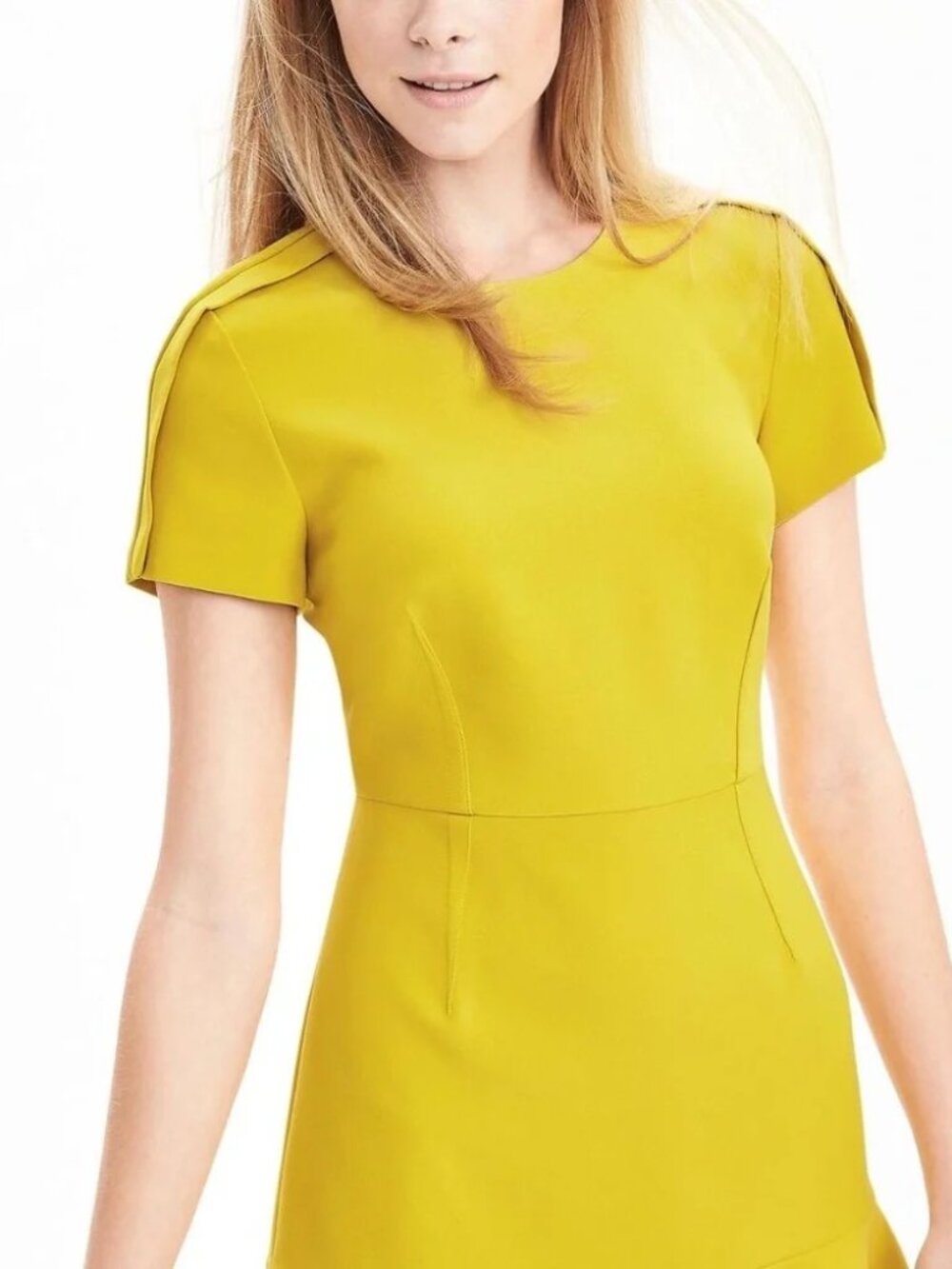 Banana Republic Bright Yellow Flounced Mini Dress